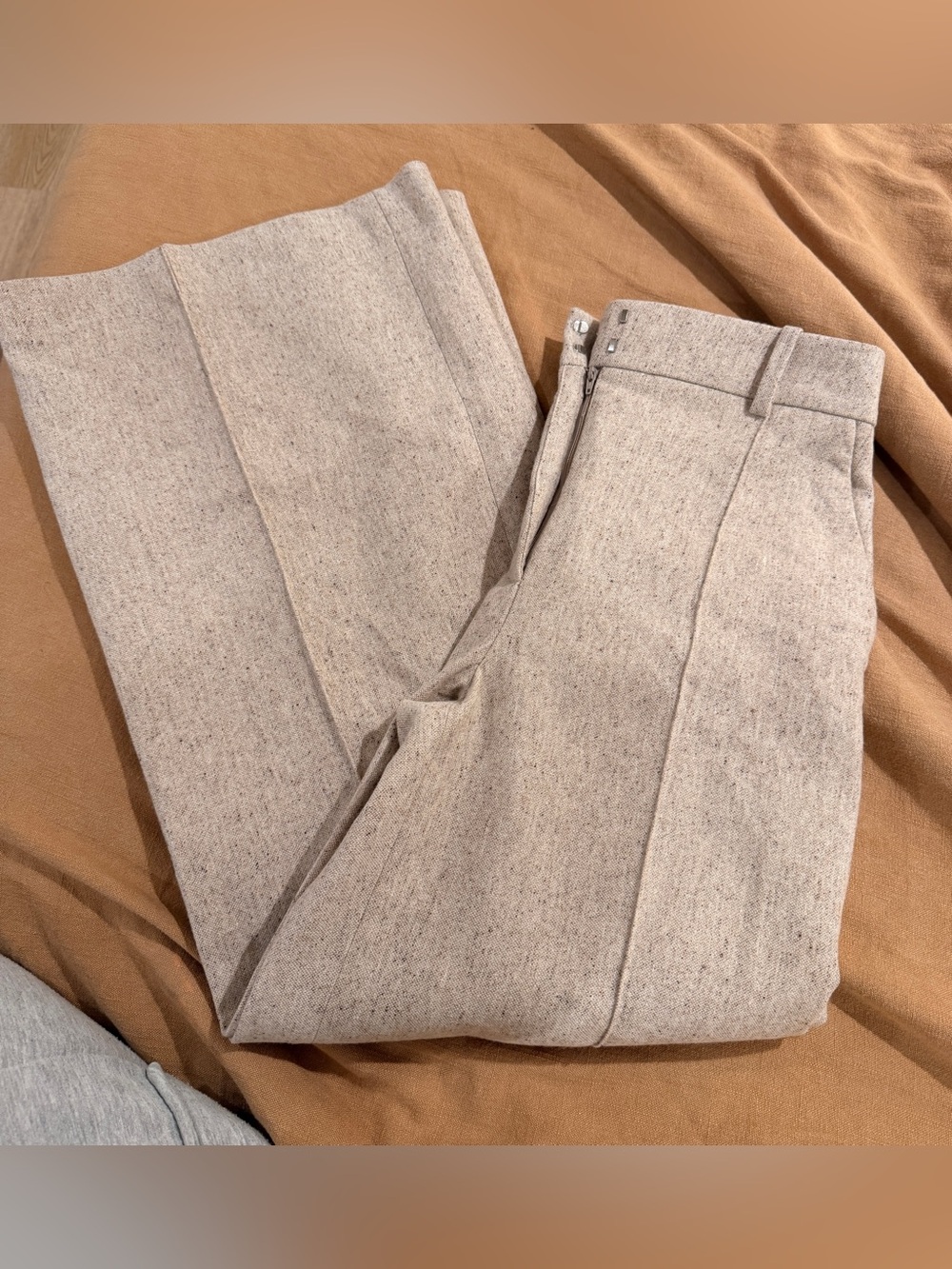 Zara Wide-Leg Tailored Structured Trousers - Oatmeal